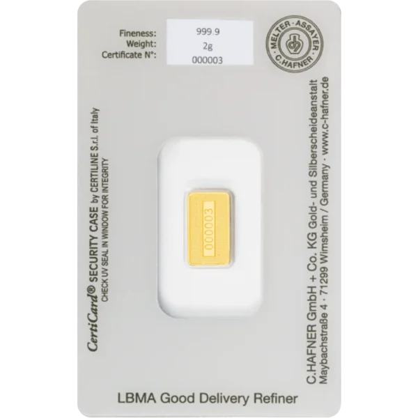 2 g Goldbarren C. Hafner