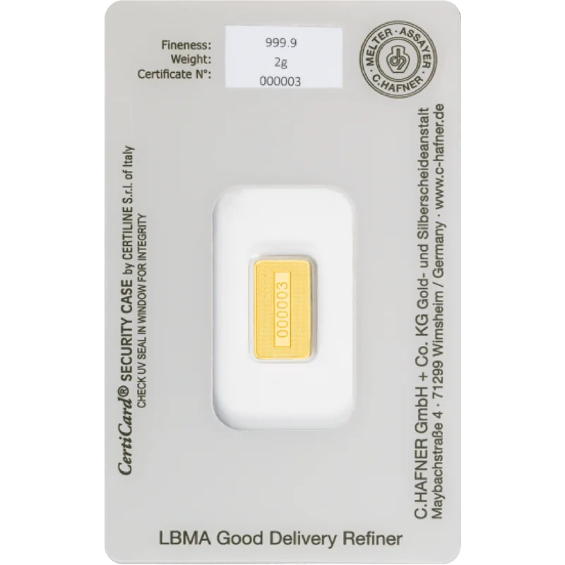 2 g Goldbarren C. Hafner – Bild 2