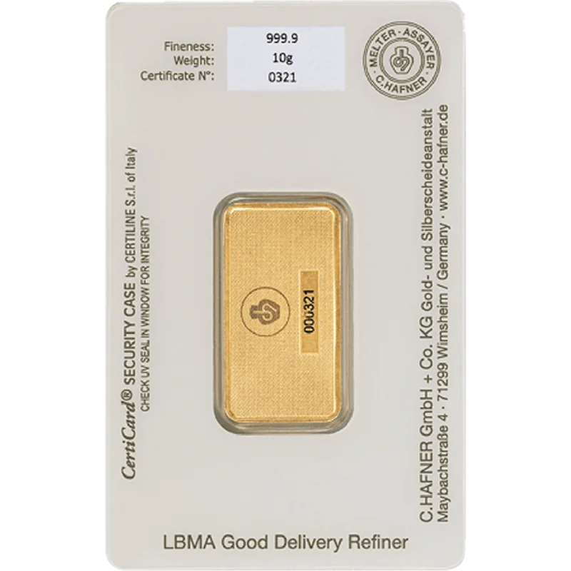 10 g Goldbarren C. Hafner – Bild 2