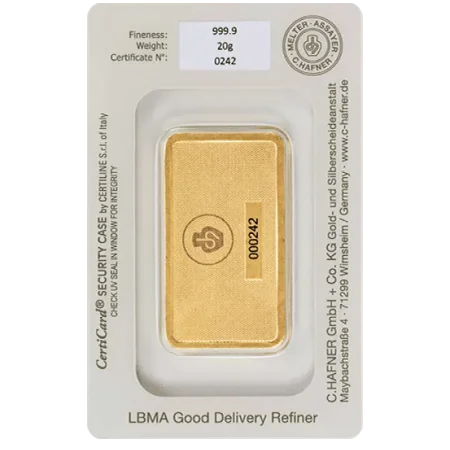 20 g Goldbarren C. Hafner