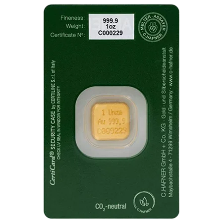 1 Unze Goldbarren C. Hafner CO2 neutral