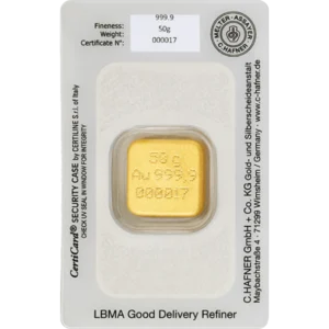 50 g Goldbarren C. Hafner gegossen – Bild 2