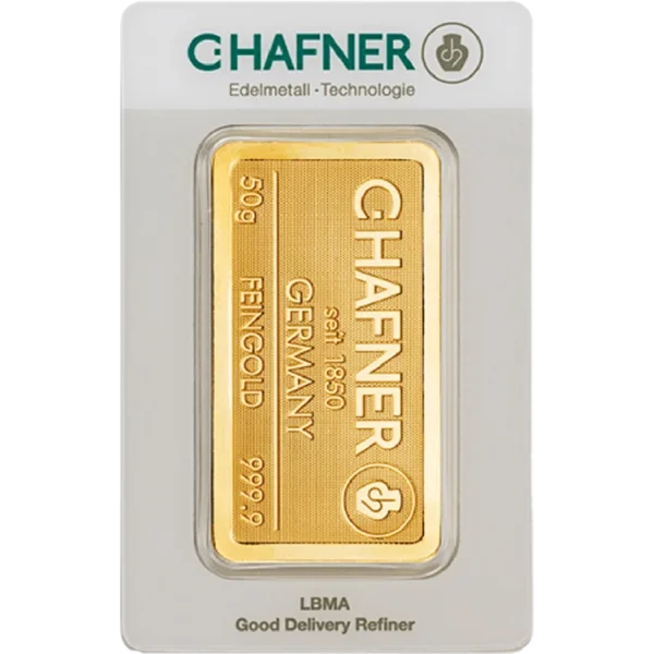 50 g Goldbarren C. Hafner geprägt