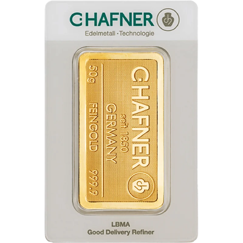 50 g Goldbarren C. Hafner geprägt – Bild 1
