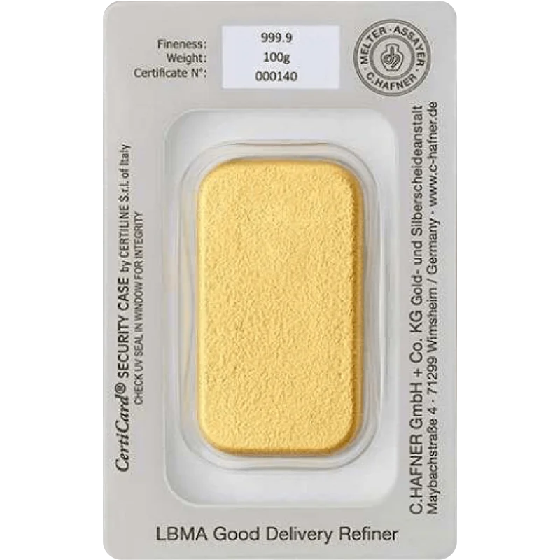 100 g Goldbarren C. Hafner gegossen – Bild 2