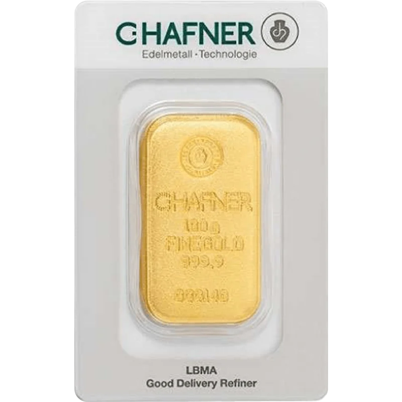 100 g Goldbarren C. Hafner gegossen – Bild 1