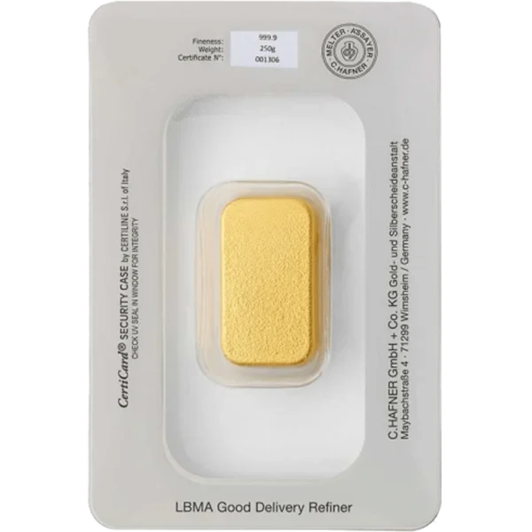 250 g Goldbarren C. Hafner
