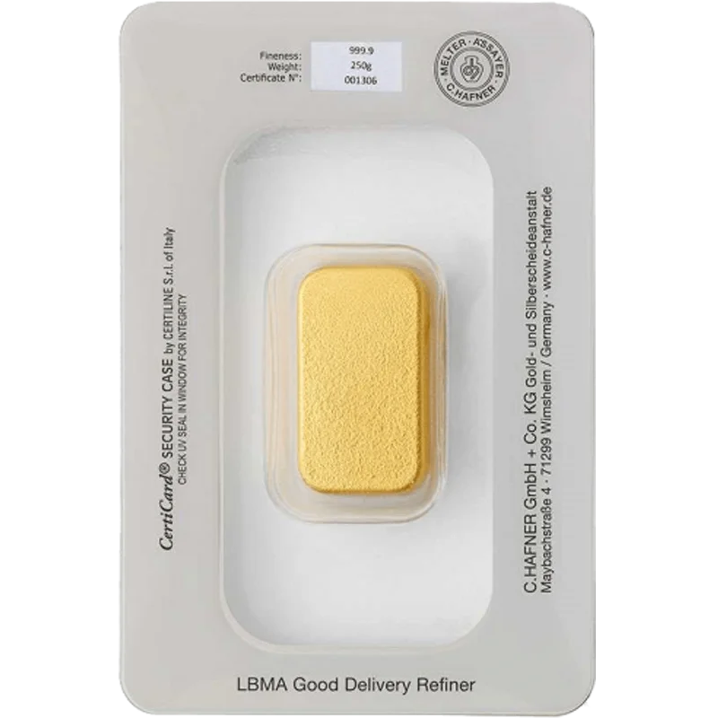 250 g Goldbarren C. Hafner – Bild 3