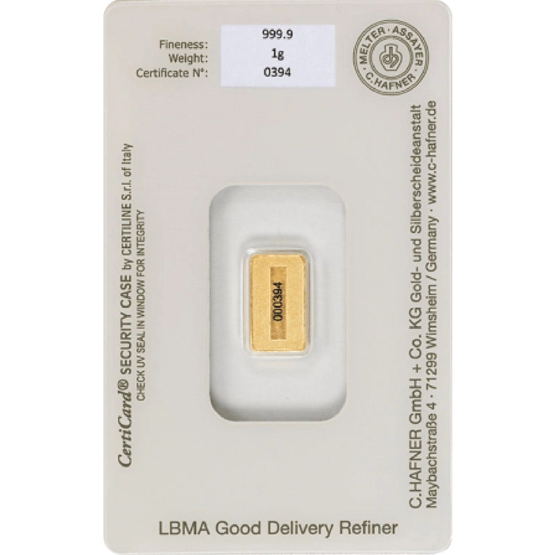 1 g Goldbarren C. Hafner – Bild 2