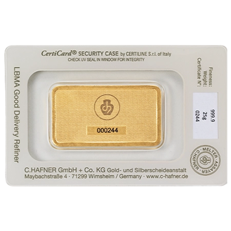 25 g Goldbarren C. Hafner