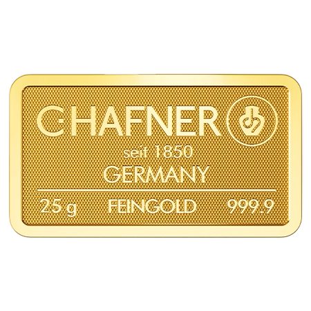 25 g Goldbarren C. Hafner